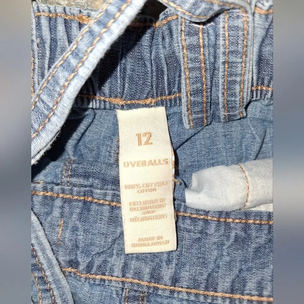 Justice Size 12 Girls Distressed Overalls EUC